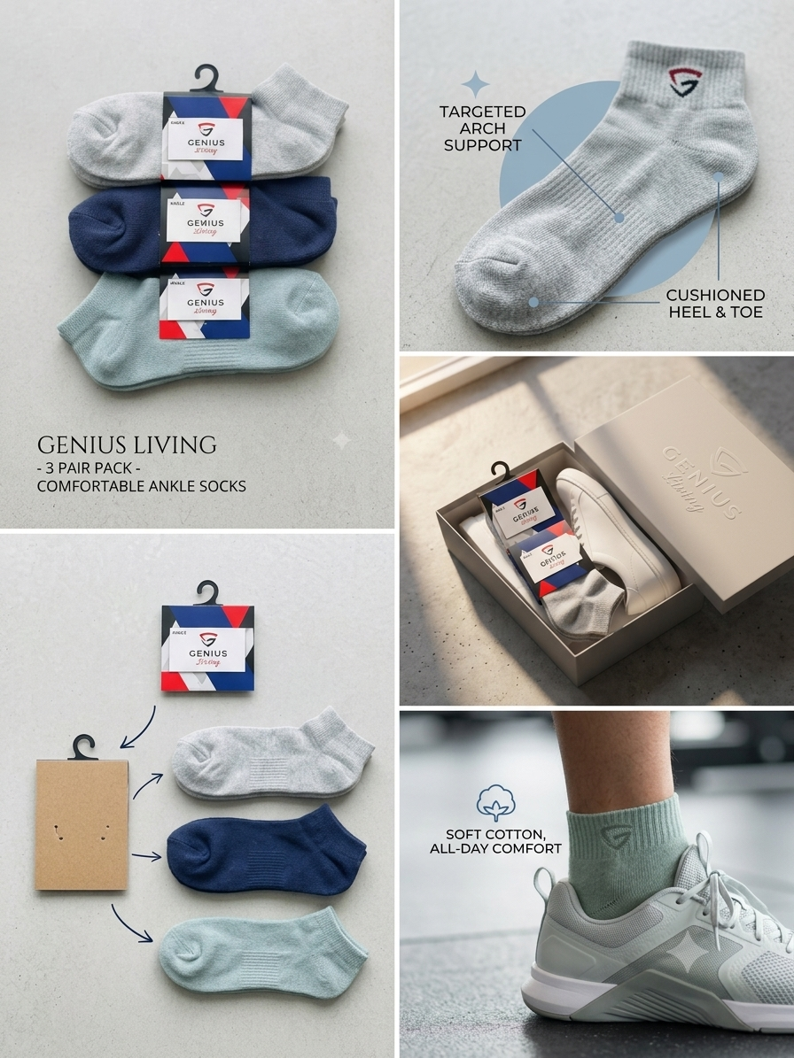 3 Pairs Trainer Socks Men women soft Cotton cushion Ankle multicolour Socks 7-11