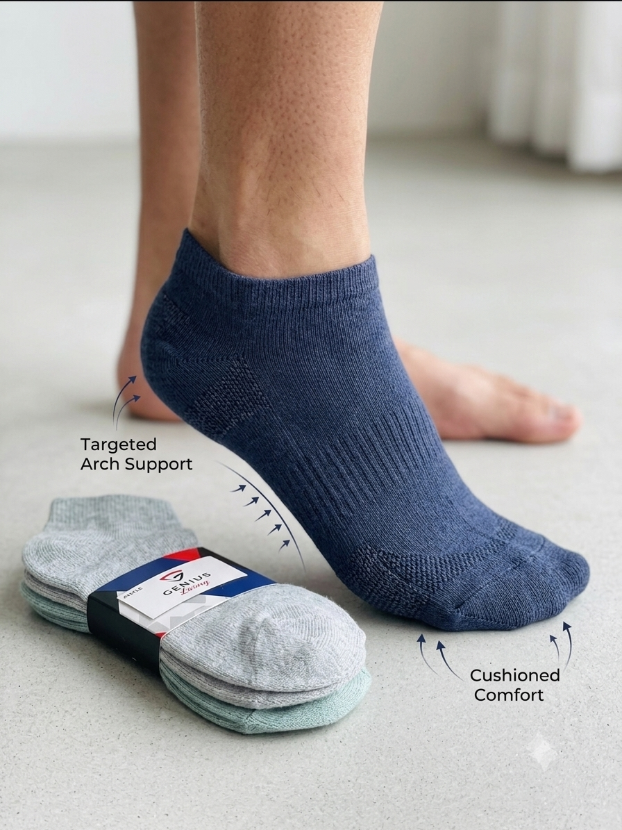 3 Pairs Trainer Socks Men women soft Cotton cushion Ankle multicolour Socks 7-11