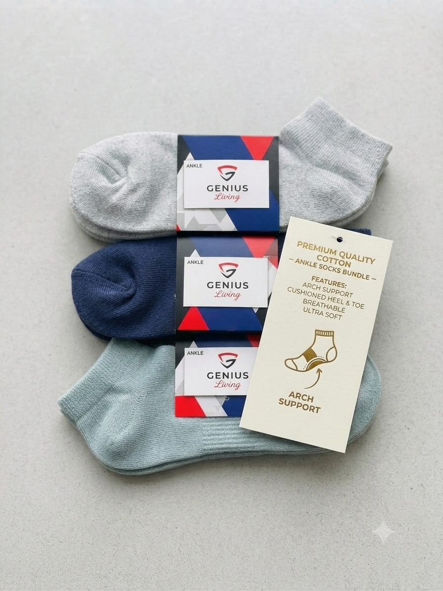 3 Pairs Trainer Socks Men women soft Cotton cushion Ankle multicolour Socks 7-11