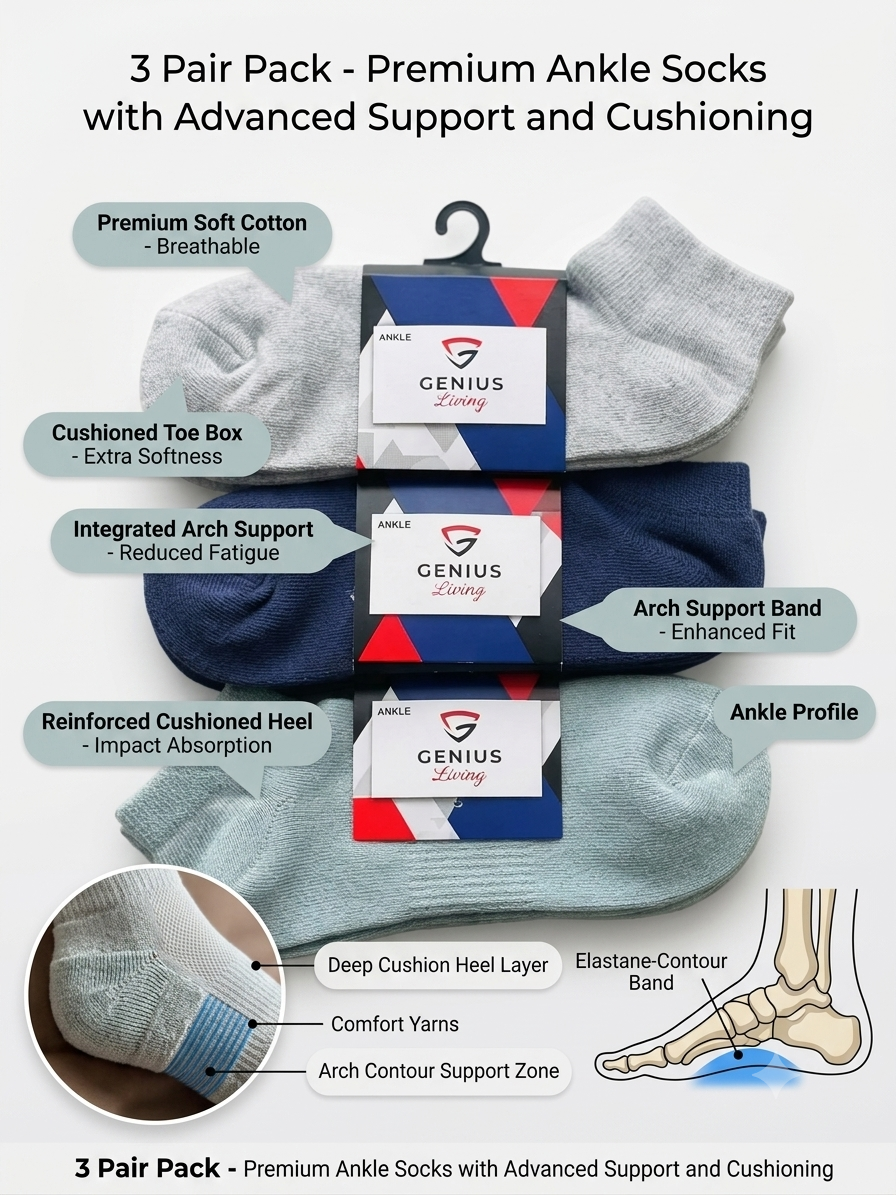 3 Pairs Trainer Socks Men women soft Cotton cushion Ankle multicolour Socks 7-11