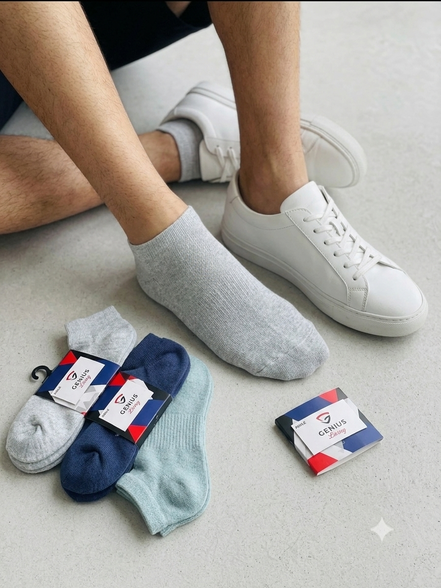 3 Pairs Trainer Socks Men women soft Cotton cushion Ankle multicolour Socks 7-11
