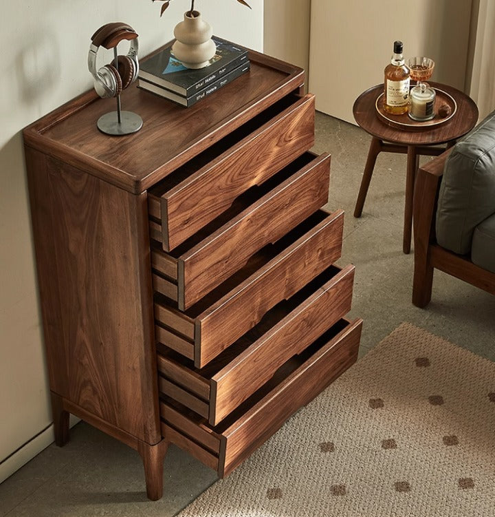 HARPER 5 Drawers Tallboy – Walnut